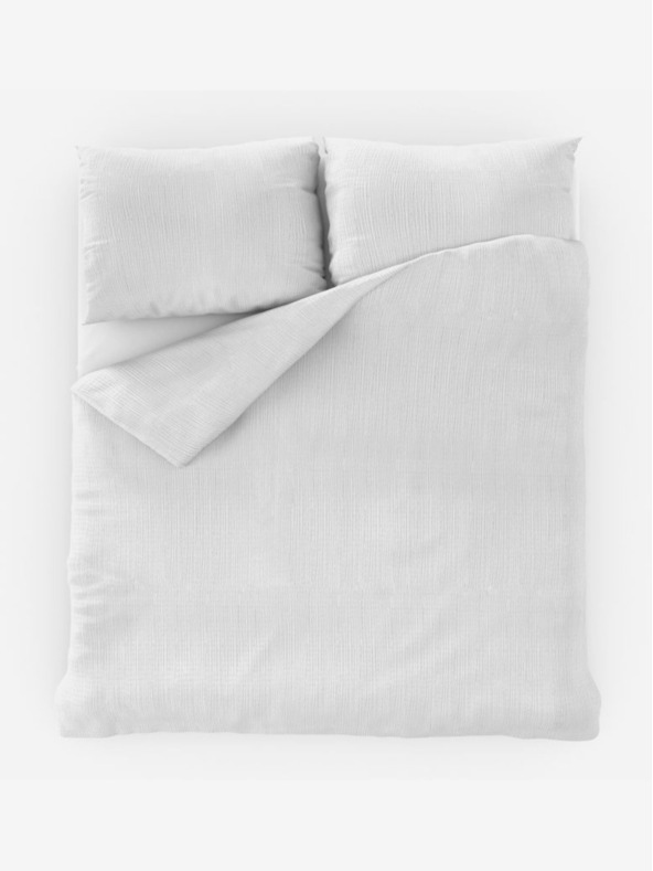 Kvalitex Französische verlängerte Krepp-Bettwäsche 240x220, 70x90cm weiß Kvalitex