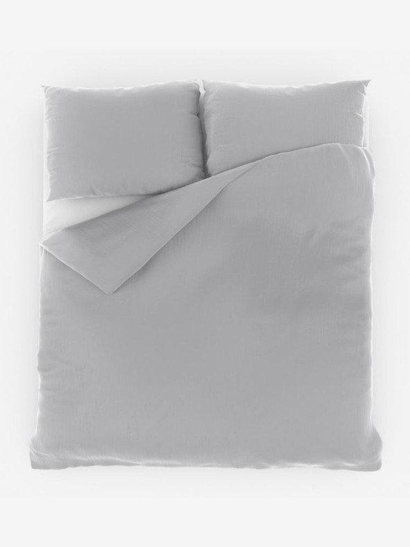 Kvalitex Französisches Musselin-Bettwäsche 200x200, 70x90cm hellgrau Qualitex