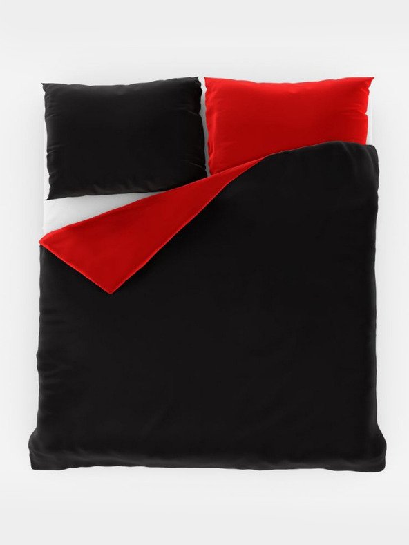 Kvalitex Verlängerte Satin-Französische Bettwäsche LUXURY COLLECTION 1+2, 240x220, 70x90cm rot / schwarz Kvalitex