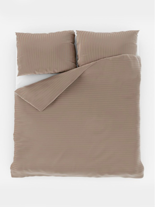 Kvalitex Französische Satin-Bettwäsche mit Streifen 1+2, 220x200, 70x90cm beige Kvalitex