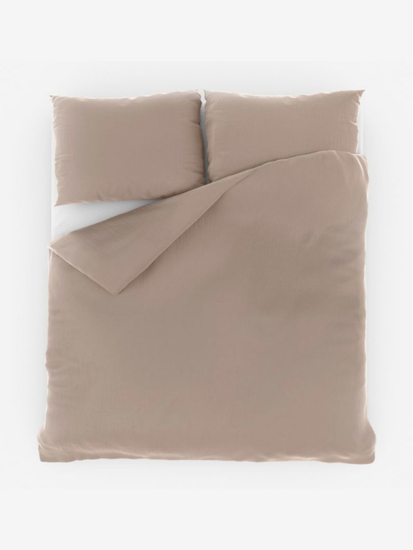 Kvalitex Französische Musselin-Bettwäsche 220x200, 70x90cm beige Kvalitex