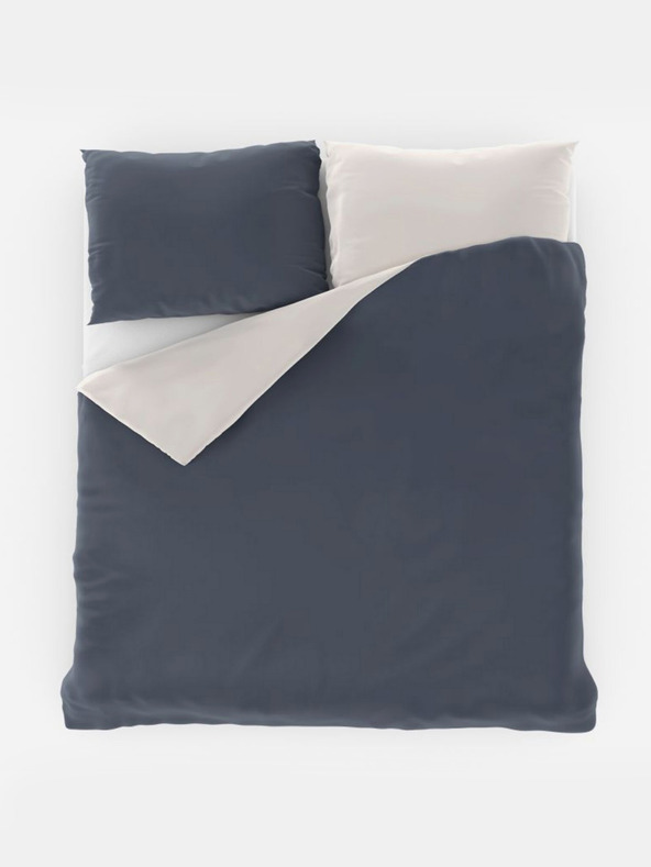 Kvalitex Satin-Verlängerte Bettwäsche LUXURY COLLECTION 140x220, 70x90cm dunkelgrau / weiß