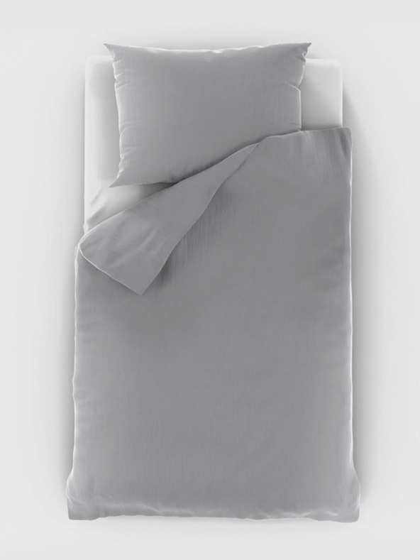 Kvalitex Musselin-Bettwäsche 140x200, 70x90cm hellgrau Kvalitex