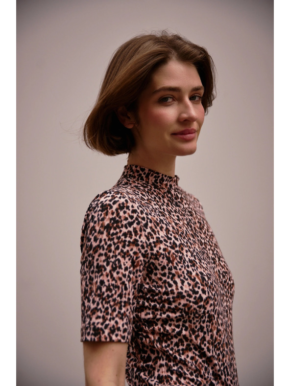 Moodo Gemusterter Top mit Stehkragen Moodo