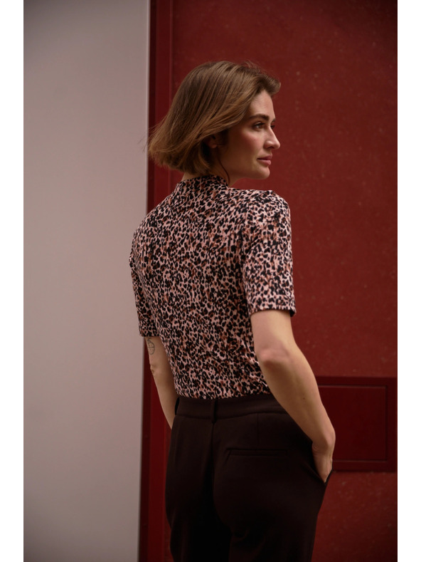 Moodo Gemusterter Top mit Stehkragen Moodo