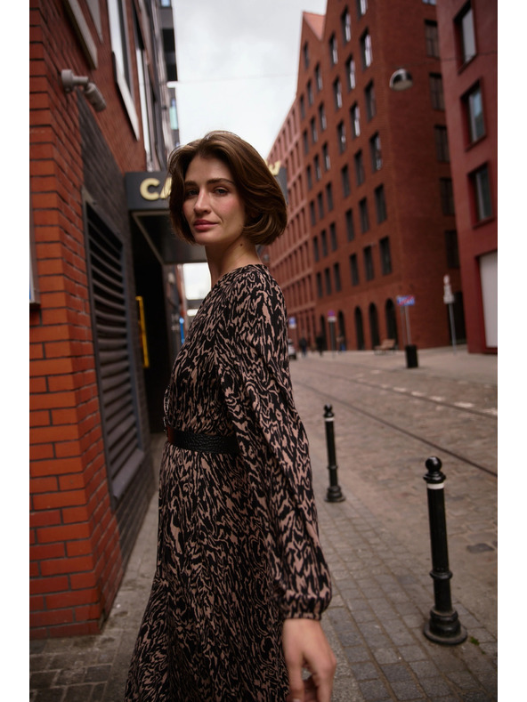 Moodo Braun gemustertes Kleid Moodo