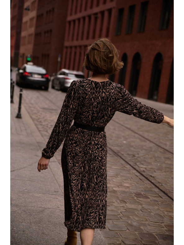 Moodo Braun gemustertes Kleid Moodo