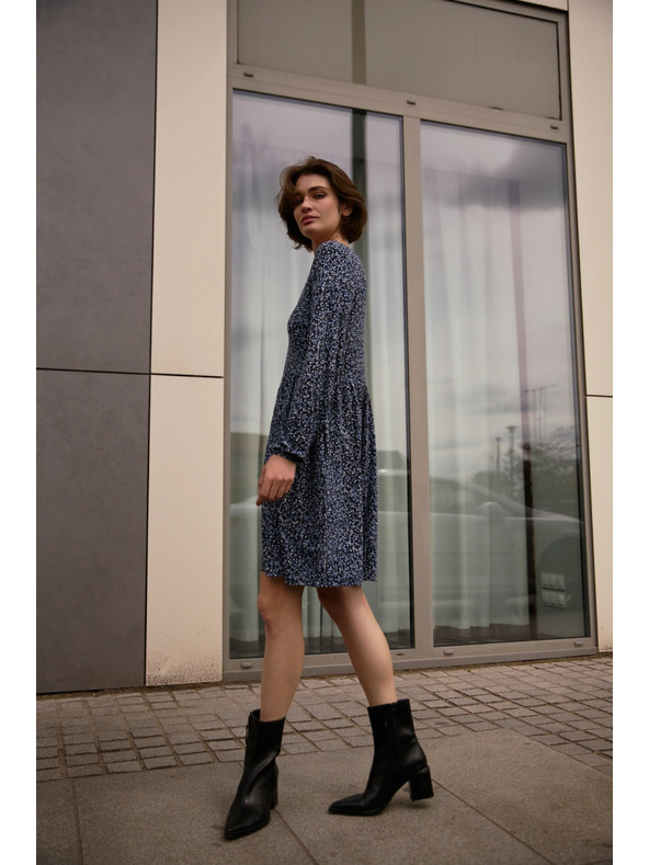 Moodo Blau gemustertes Kleid Moodo