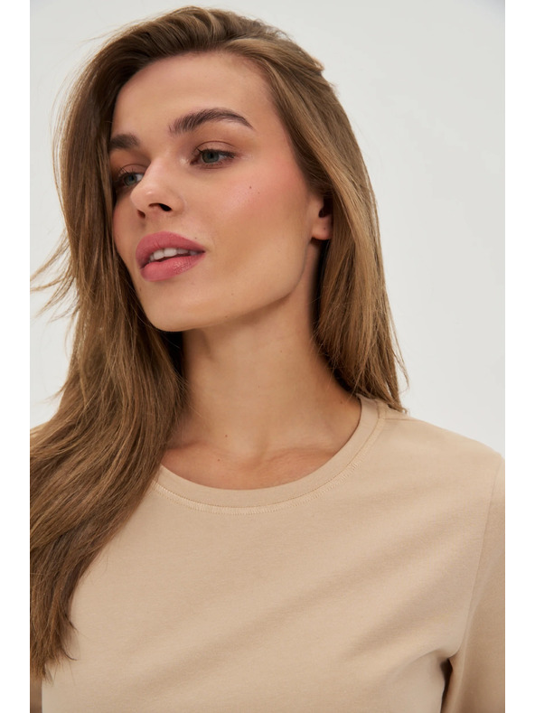 Moodo Beiges T-Shirt mit kurzen Ärmeln Moodo