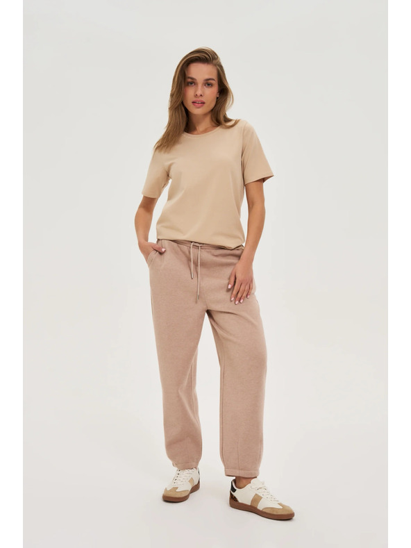 Moodo Beiges T-Shirt mit kurzen Ärmeln Moodo