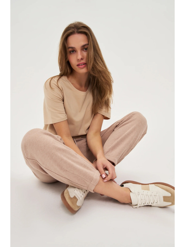 Moodo Beiges T-Shirt mit kurzen Ärmeln Moodo