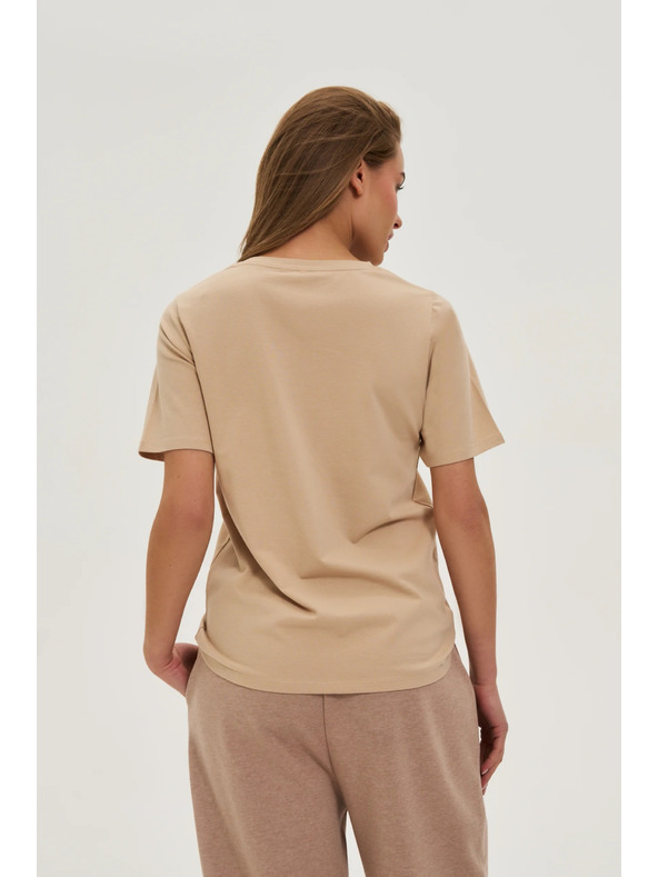 Moodo Beiges T-Shirt mit kurzen Ärmeln Moodo