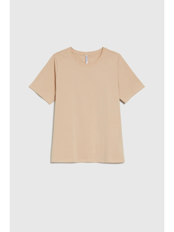 Moodo Beiges T-Shirt mit kurzen Ärmeln Moodo