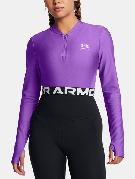 Under Armour Damen Shirt Under Armour HeatGear Rib 1/4 Zip LS-PPL