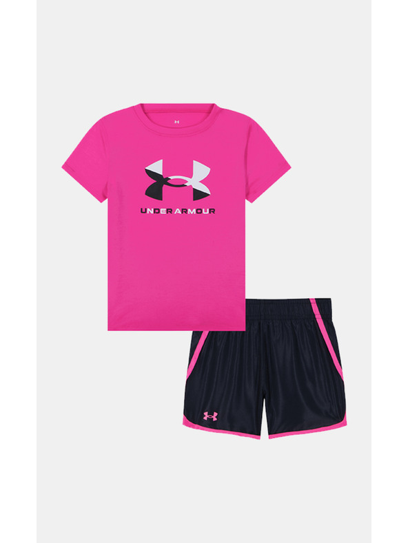 Under Armour Mädchen Set Under Armour UA LOGO WOVEN SHORT SET-PNK