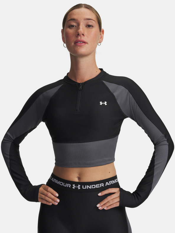 Under Armour Damen-T-Shirt Under Armour UA HG Rib 1/4 Zip-SCHWARZ