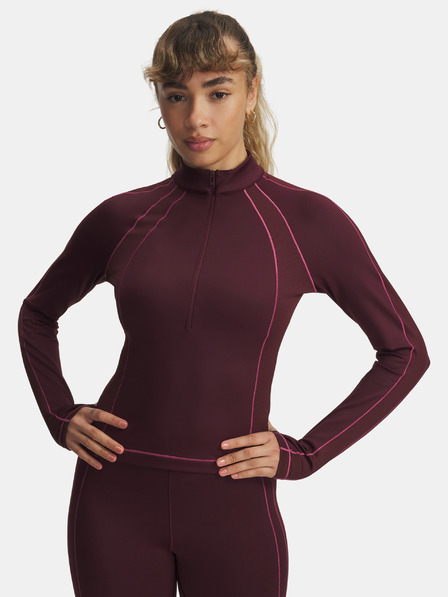 Under Armour Damen T-Shirt Under Armour UA ColdGear Textured 1/2 Zip-RED