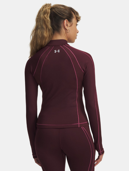 Under Armour Damen T-Shirt Under Armour UA ColdGear Textured 1/2 Zip-RED