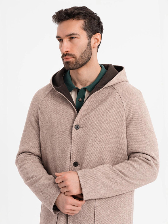 Ombre Clothing Herren Melange langer Mantel mit Kapuze Ombre Clothing