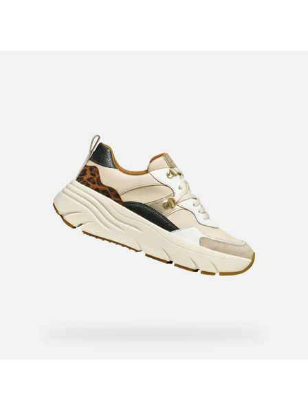 Geox Cremefarbene Damen Geox Diamanta Turnschuhe