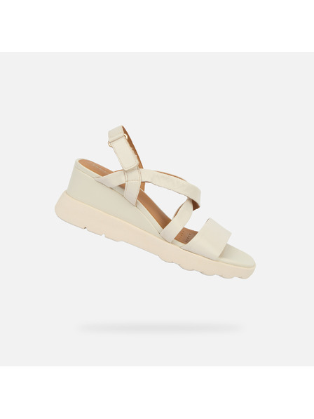 Geox Cremefarbene Damen-Keilschuhe Geox Spherica EC6