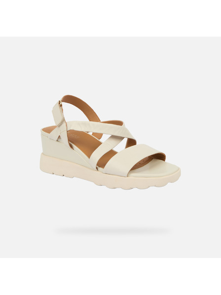 Geox Cremefarbene Damen-Keilschuhe Geox Spherica EC6