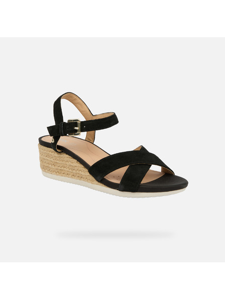 Geox Schwarze Damen-Keilschuhe Geox Ischia Corda