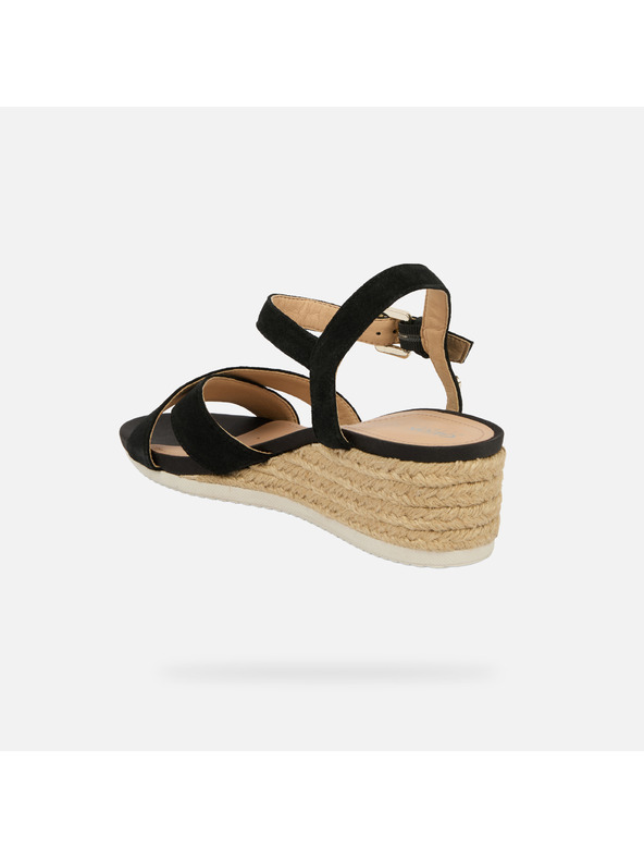 Geox Schwarze Damen-Keilschuhe Geox Ischia Corda