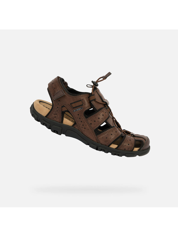Geox Dunkelbraune Herren-Sandalen Geox Omo Sandal Strada