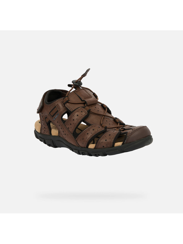 Geox Dunkelbraune Herren-Sandalen Geox Omo Sandal Strada