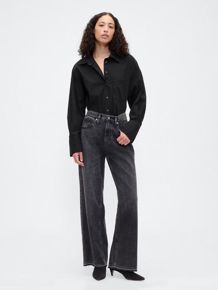 GAP Damen-Oversize-Popeline-Hemd mit Logo Big Shirt GAP