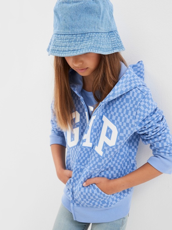 GAP Kinder karierte Sweatjacke mit Logo GAP