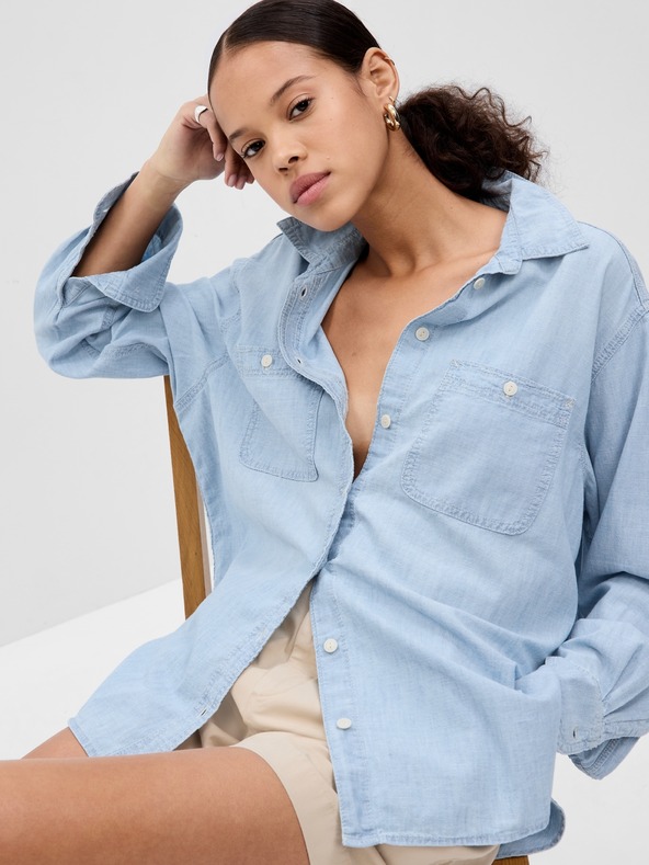 GAP Damen Chambray-Oversize-Hemd Big Shirt GAP