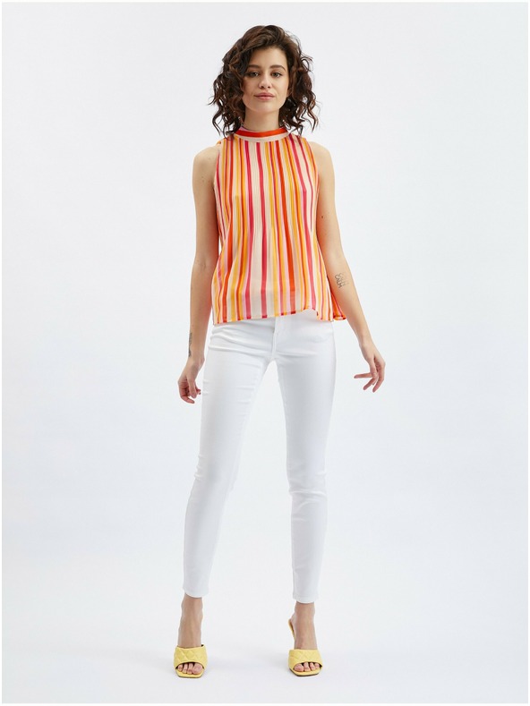 Orsay Rosa-orange gestreifte Damenbluse ORSAY