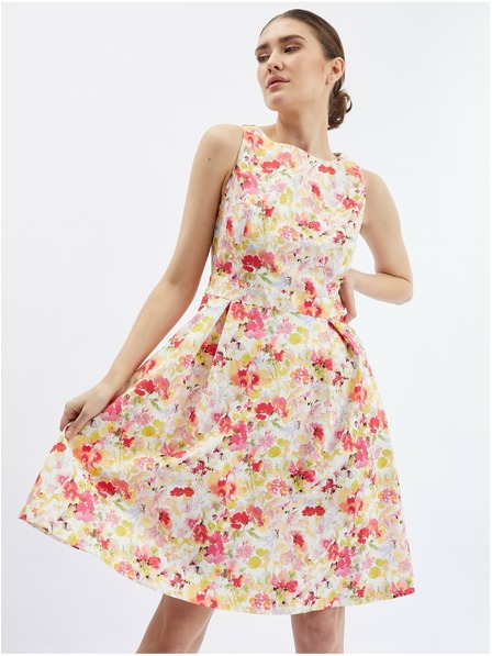 Orsay Rotes und cremefarbenes geblümtes Damenkleid ORSAY