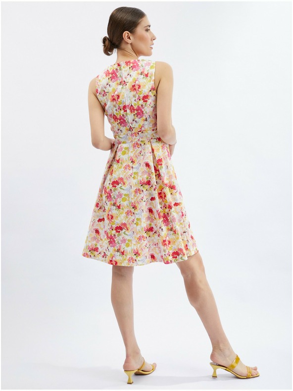 Orsay Rotes und cremefarbenes geblümtes Damenkleid ORSAY