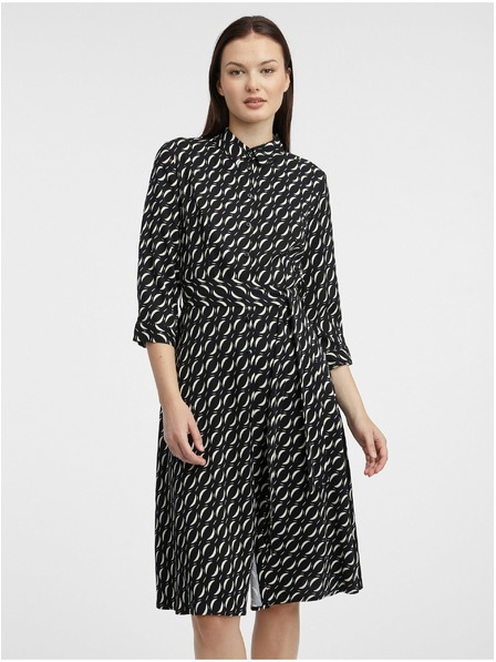 Orsay Schwarzes gemustertes Damen-Hemdblusenkleid von ORSAY