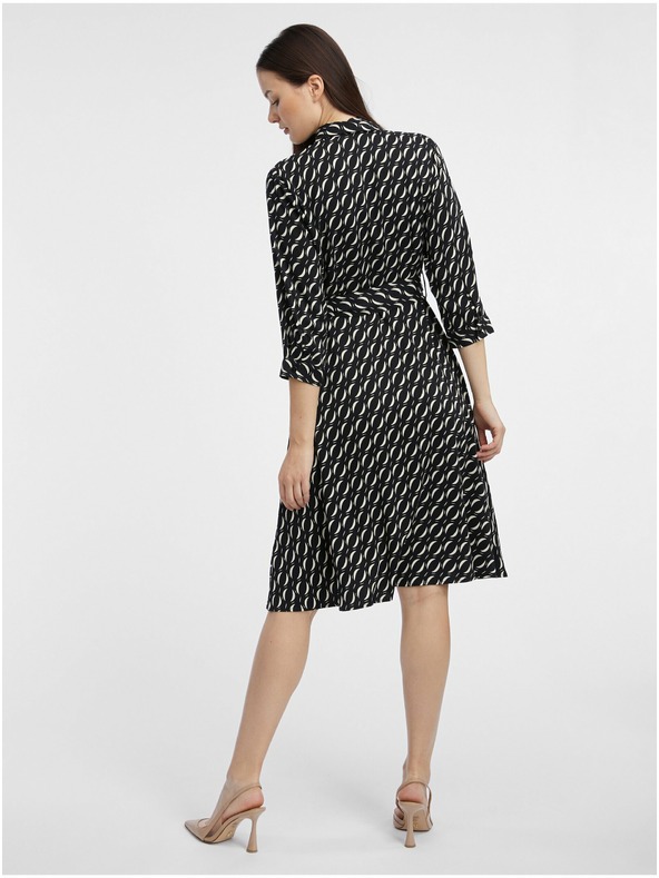 Orsay Schwarzes gemustertes Damen-Hemdblusenkleid von ORSAY