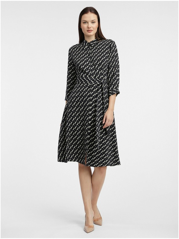 Orsay Schwarzes gemustertes Damen-Hemdblusenkleid von ORSAY