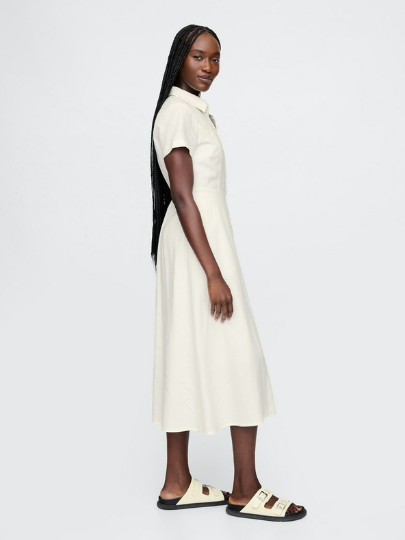 GAP Damen Leinen-Hemdkleid in Maxi-Länge GAP