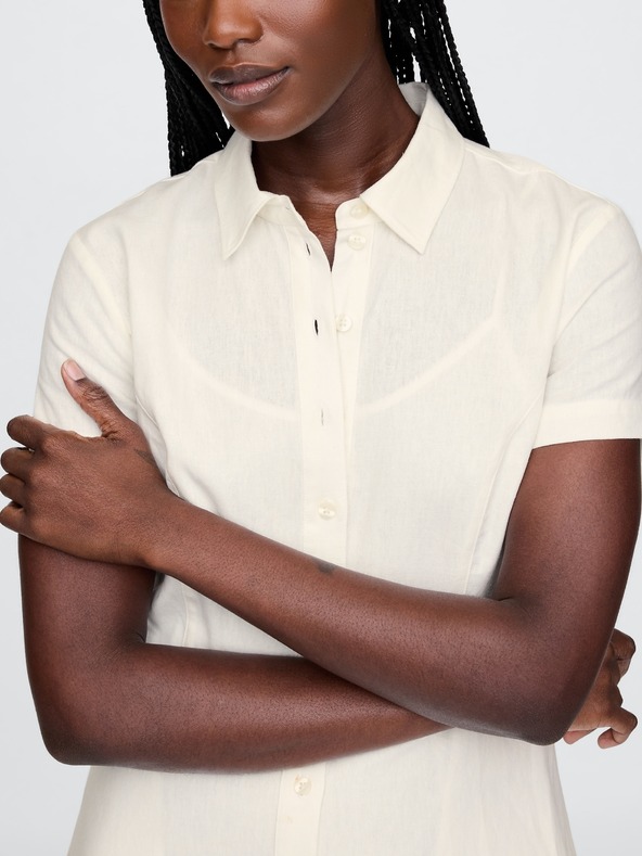 GAP Damen Leinen-Hemdkleid in Maxi-Länge GAP