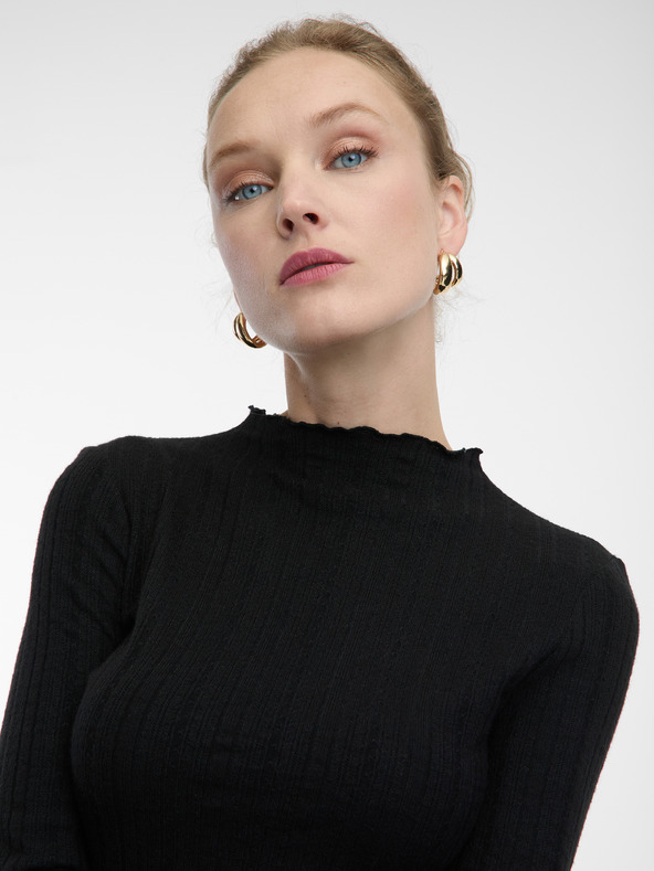 Orsay Schwarzes Damen-Shirt mit Stehkragen ORSAY