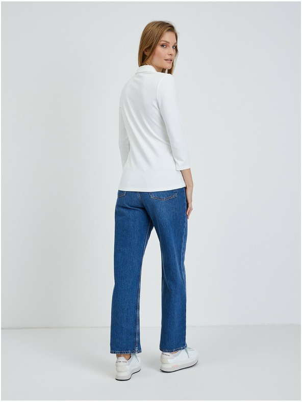 Orsay Cremefarbenes T-Shirt mit dreiviertel Ärmeln ORSAY