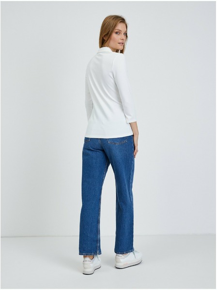 Orsay Cremefarbenes T-Shirt mit dreiviertel Ärmeln ORSAY