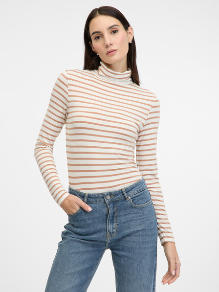 Orsay Beige gestreiftes Damen-Langarmshirt ORSAY