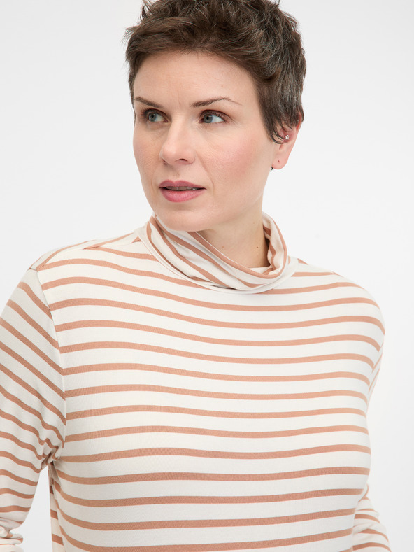 Orsay Beige gestreiftes Damen-Langarmshirt ORSAY