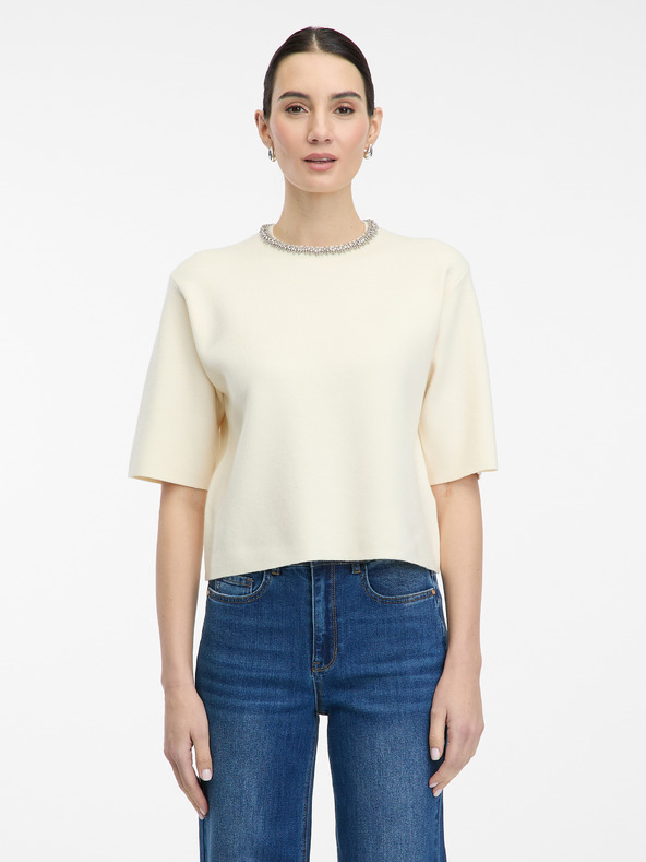 Orsay Cremefarbene Damen-Kurzarmbluse ORSAY