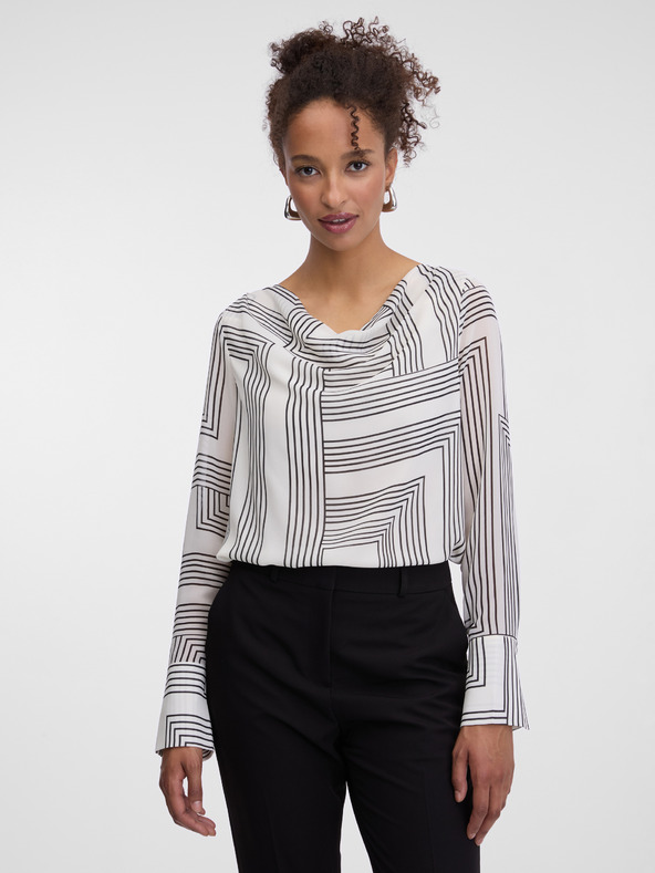 Orsay Weiße gemusterte Damen-Bluse ORSAY