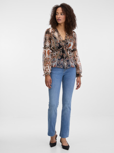 Orsay Braune gemusterte Damen-Bluse ORSAY