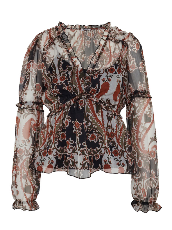 Orsay Braune gemusterte Damen-Bluse ORSAY